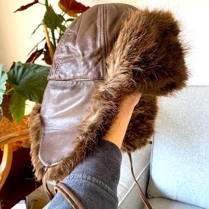 Crown cap Canada  “Russian style” fur and leather hat